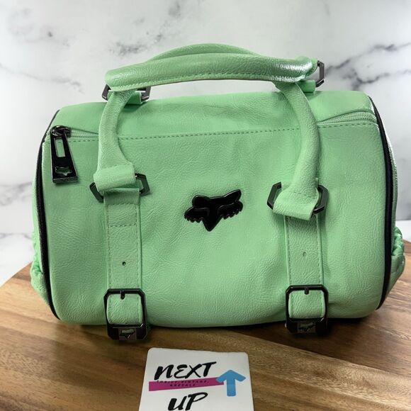 *VTG* FOX RACING Speedy Style Mint Green Handbag Zip Double Handle Purse - Picture 1 of 11